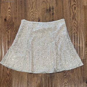 NWT LOFT Sequin Embellished Ivory/Silver Skirt Sz 6